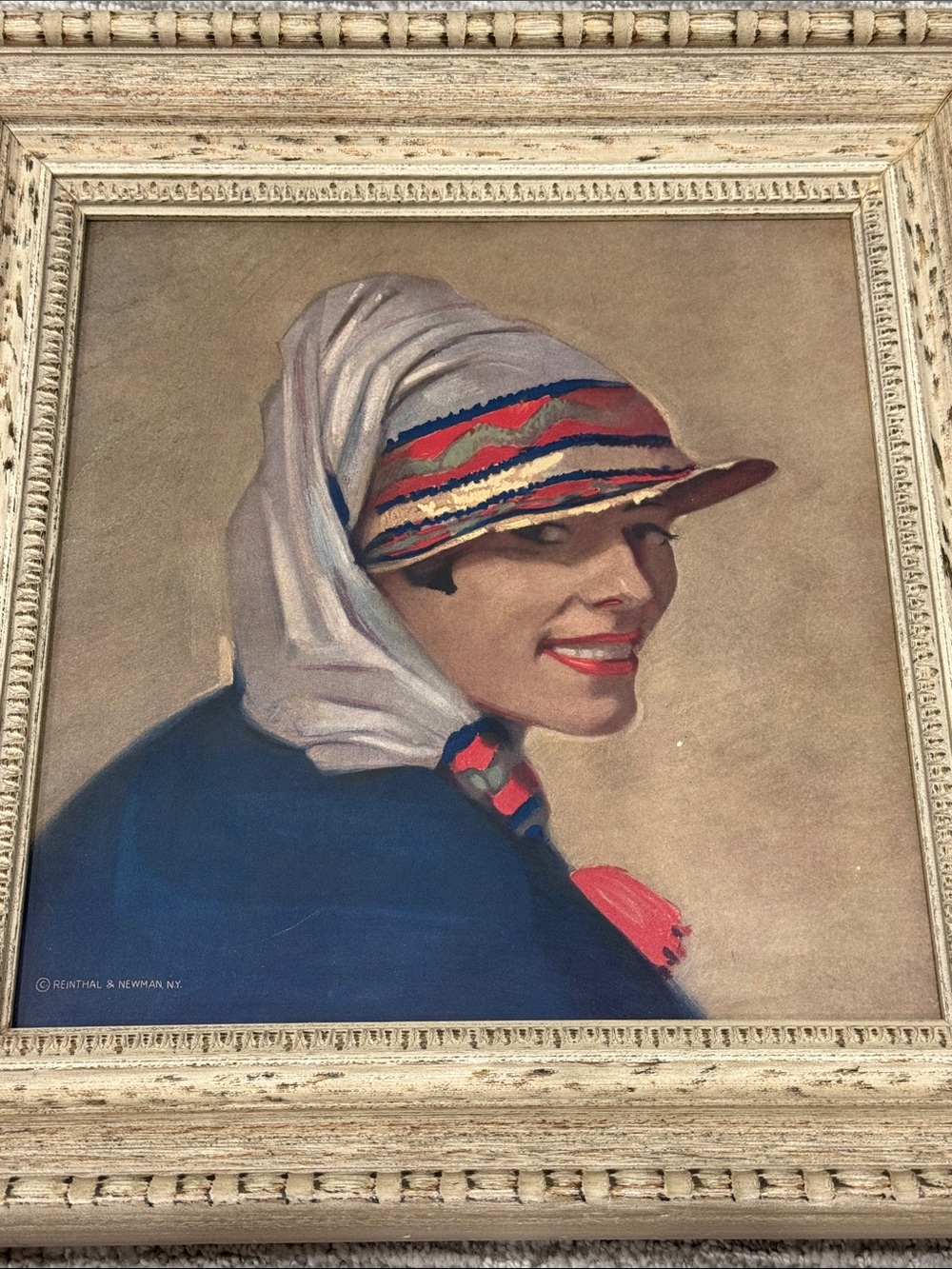 Vintage 1920s Art Deco Lithograph "Grinny"
